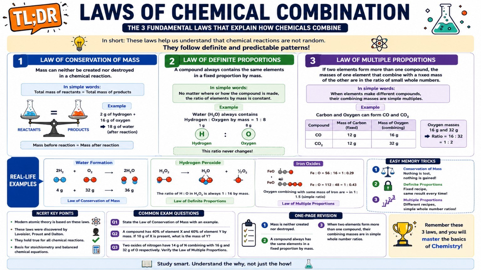 Laws of Chemical Combination infographic